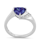 Sterling Silver Elegant Trillion Cut Amethyst CZ Ring