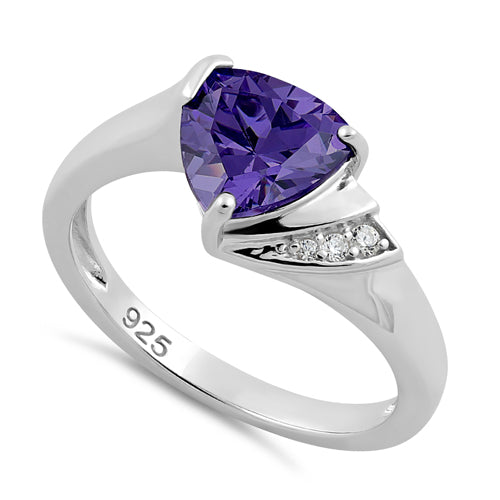 Sterling Silver Elegant Trillion Cut Amethyst CZ Ring