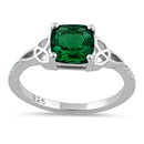 Sterling Silver Square Emerald Celtic CZ Ring