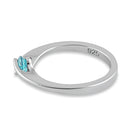 Sterling Silver Double Round Aqua Blue CZ Ring