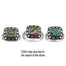 Sterling Silver Unique Square Abalone Ring