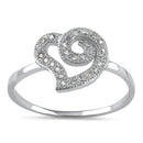 Sterling Silver Swirl Heart CZ Ring