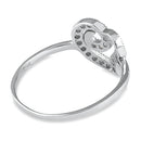 Sterling Silver Swirl Heart CZ Ring