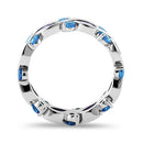 Sterling Silver Eternity Marquise Round Dark Violet & Blue Topaz CZ Ring