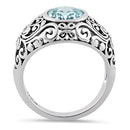 Sterling Silver Plush Oval Cut Aquamarine CZ Ring
