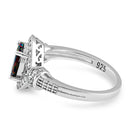 Sterling Silver Elegant Black Lab Opal Oval CZ Ring