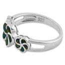 Sterling Silver Plumeria Green-Black Lab Opal Ring