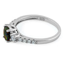 Sterling Silver Encahnted Oval Green-Black Lab Opal CZ Ring