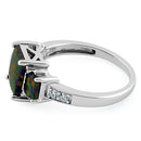 Sterling Silver Square Black Lab Opal CZ Ring