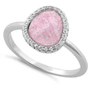 Sterling Silver Offset Oval Pink Ice Galaxy CZ Ring