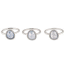 Sterling Silver Offset Oval Sky Blue Ice Galaxy CZ Ring