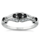 Sterling Silver Filigree Black CZ Ring