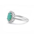 Sterling Silver Oval Green Lab Opal CZ Ring