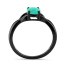 Sterling Silver Black Rhodium Plated Center Stone Charmed Aqua Green Lab Opal Ring