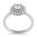 Sterling Silver Double Halo Sunflower Engagement CZ Ring