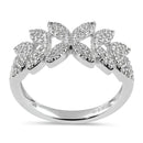 Sterling Silver Elegant Leaf CZ Ring