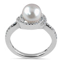 Sterling Silver Spiral Shell Pearl CZ Engagement Ring