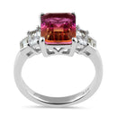 Sterling Silver Bicolor Orange Ruby Ombre CZ Ring