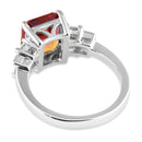 Sterling Silver Bicolor Orange Ruby Ombre CZ Ring