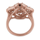 Sterling Silver Rose Gold Plated Pink and Lavender CZ Clover Cluster Ring