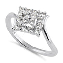 Sterling Silver Clover in Diamond CZ Ring