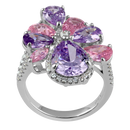 Sterling Silver Pink and Lavender CZ Cluster Ring