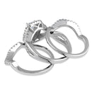 Sterling Silver Emerald Cut CZ Halo Engagement Set Ring