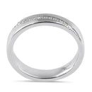 Sterling Silver 4mm CZ Line Wedding Band Ring