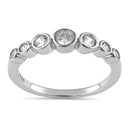 Sterling Silver Half Eternity Round CZ Bezel Ring