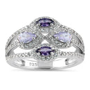 Sterling Silver Two-Tone Amethyst Clover CZ Ring