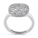 Sterling Silver 14.0mm Cushion CZ Cluster Ring