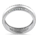 Sterling Silver Matte Line CZ Wedding Band Ring