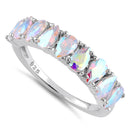 Sterling Silver Pear-Shaped Iridescent Rainbow CZ Ring
