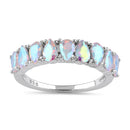 Sterling Silver Pear-Shaped Iridescent Rainbow CZ Ring