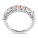 Sterling Silver Pear-Shaped Iridescent Rainbow CZ Ring