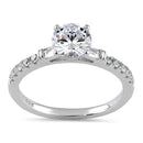 Sterling Silver Dazzling Solitaire Engagement CZ Ring