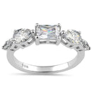 Sterling Silver Marquise Pear and Emerald Cut CZ Ring