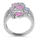 Sterling Silver Bulky Colorful Cluster CZ Ring
