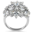 Sterling Silver Pear Marquise and Round CZ Ring
