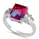 Sterling Silver Bicolor Blue Pink Ombre CZ Ring