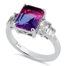 Sterling Silver Bicolor Blue Purple Ombre CZ Ring