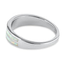 Sterling Silver White Lab Opal Stripes Band Ring