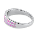 Sterling Silver Pink Lab Opal Stripes Band Ring