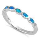 Sterling Silver Blue Lab Opal Marquise Inlay Ring