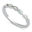 Sterling Silver White Lab Opal Marquise Inlay Ring