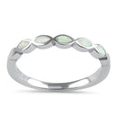 Sterling Silver White Lab Opal Marquise Inlay Ring