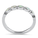 Sterling Silver White Lab Opal Marquise Inlay Ring