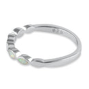 Sterling Silver White Lab Opal Marquise Inlay Ring