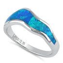 Sterling Silver Blue Lab Opal Abstract Wave Ring