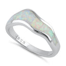 Sterling Silver White Lab Opal Abstract Wave Ring